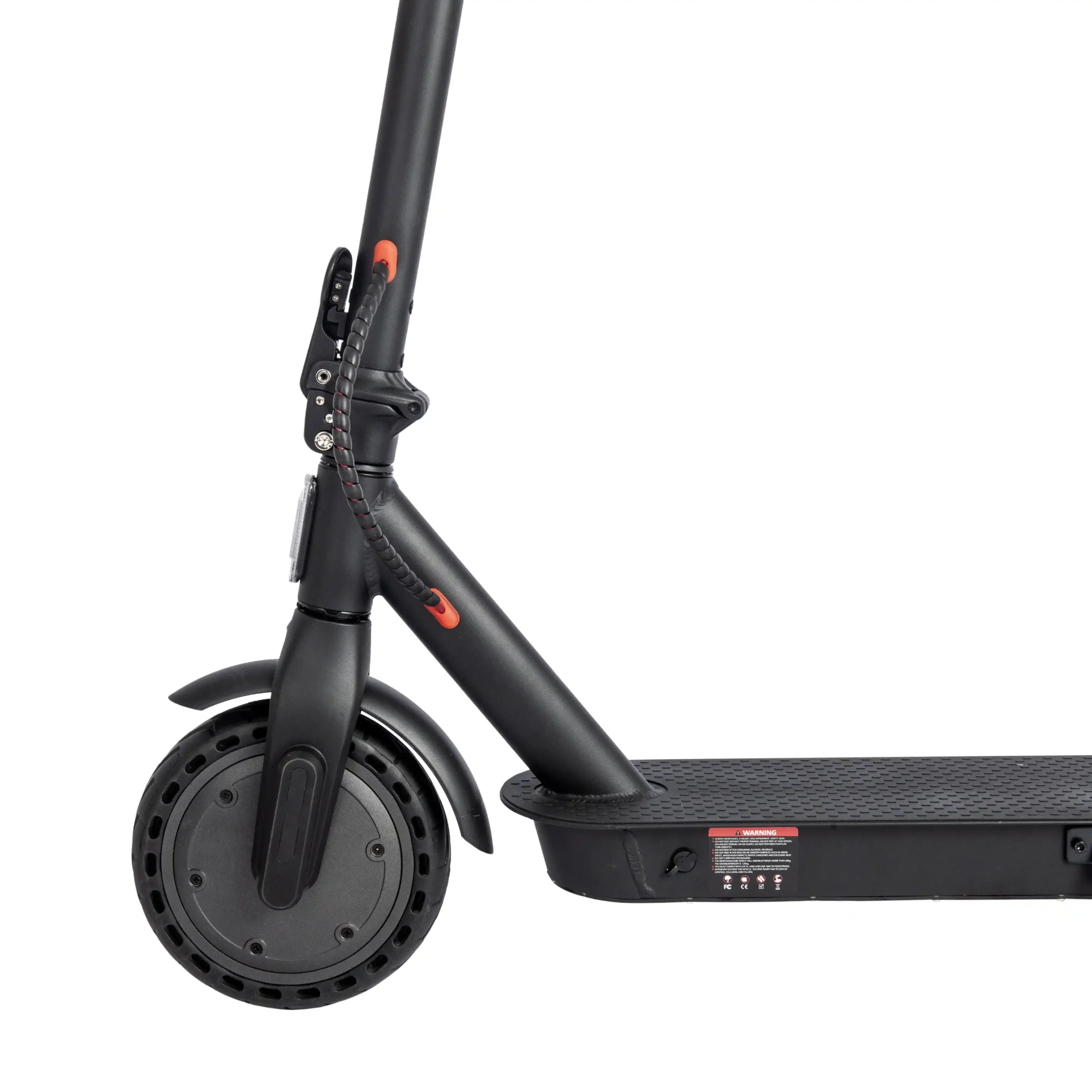 Close-up of the front wheel